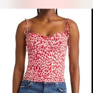 Reformation Red and White Patterned Camisole